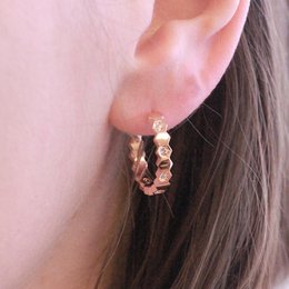 Geschwungene Ohrringe – Roségold und Kristall