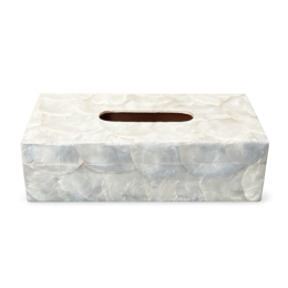 White marble tissue box, rectangular shape, natural stone material, elegant home decor accessory