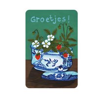 Sustainable Eco Plants Maps | Greetings Hip postcards Colorful strawberry greeting cards for adults