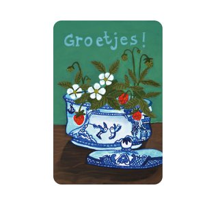 Duurzame Eco Planten Kaarten | Groetjes | Hippe Ansichtkaarten | Kleurige Aardbeien Wenskaarten voor volwassenen