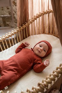 Woolen playsuit / romper suit - Merino wool - Burnt henna