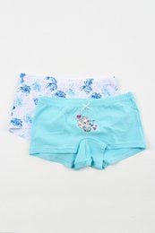 Mint green children's shorts with a Lilo and Stitch print, officially licensed product.