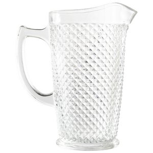 TRANSPARANTE GLAZEN KAN 1,5L -DIAMANT- 19,5X12,5X23CM, VAATWASSER GESCHIKT LL14961