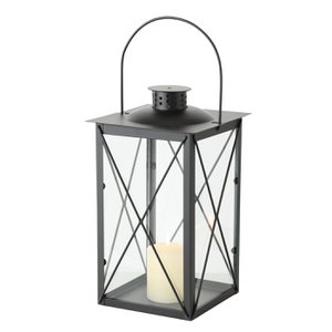 Laterne aus schwarzem Metall 17x30cm