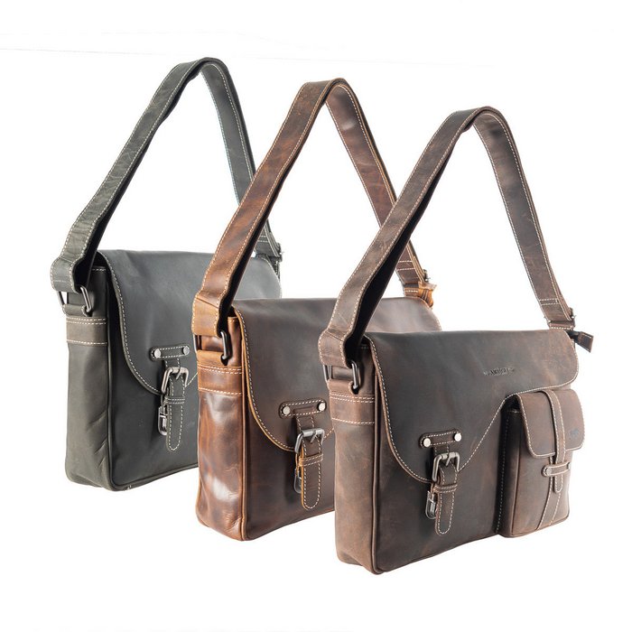 Skuldertaske Dame - Herre Messenger Bag Læder - Postmand Taske Læder - 3 forskellige farver Online Engroshandel | Orderchamp