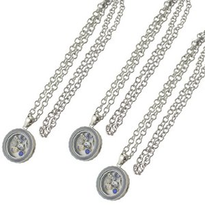 Set van 3 glazen medaillon collier met hanger bedels in grijs rond rham design inclusief vullingen