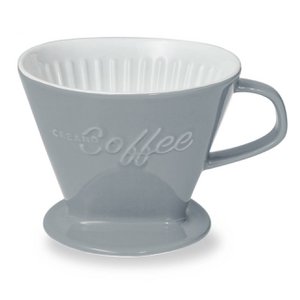 Creano Porzellan Kaffeefilter (Steingrau), Filter Größe 4 für Filtertüten Gr. 1x4, ca. 800gr Gewicht für extrem sicheren Stand, Achtung schwer, in 6 Farben erhältlich