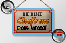 Tin sign saying 18x12cm the best wife in the world decoration