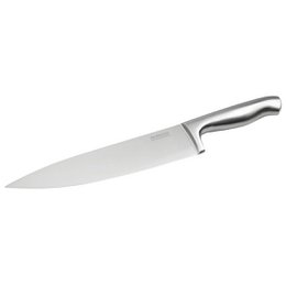 Stainless steel chef's knife with 33 cm blade, suitable for chopping, slicing, and dicing a variety of ingredients.