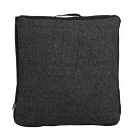 Anthracite gray cotton floor cushion with a square shape and soft, plush texture.