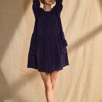 Lena dress in dark blue Tencel for women