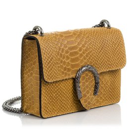 Firenze Artegiani. Lorenza Bolso de mano Mujer.Piel auténtica Gamuza Grabado Serpiente