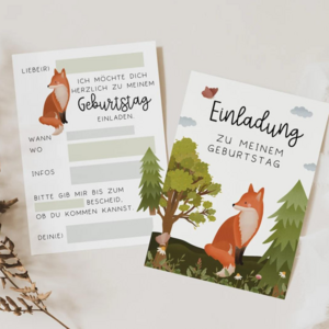 Einladungskarten Kindergeburtstag Wald Fuchs