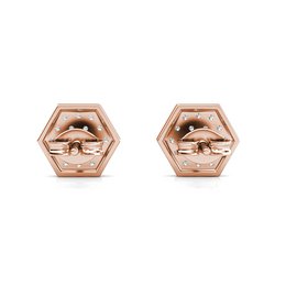 Zeshoekige oorbellen - rosé goud en kristal