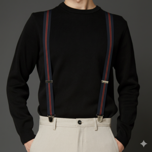 "X" elastic strap with clips 35mm French manufacturing FRBRE35-IMP-8829-MARINE