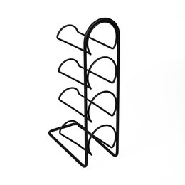 Metal wire wine rack for 4 bottles, black color, modern design, suitable for storing and displaying wine bottles.