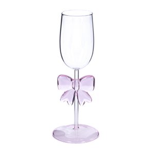 + GLSS FLUTE GLASS W/BOW TT CLR/PNK 24CM