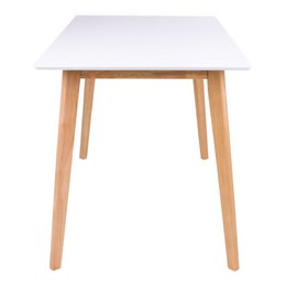 Tavolo da pranzo Vojens - bianco, gambe in legno naturale, 70x120x75 cm