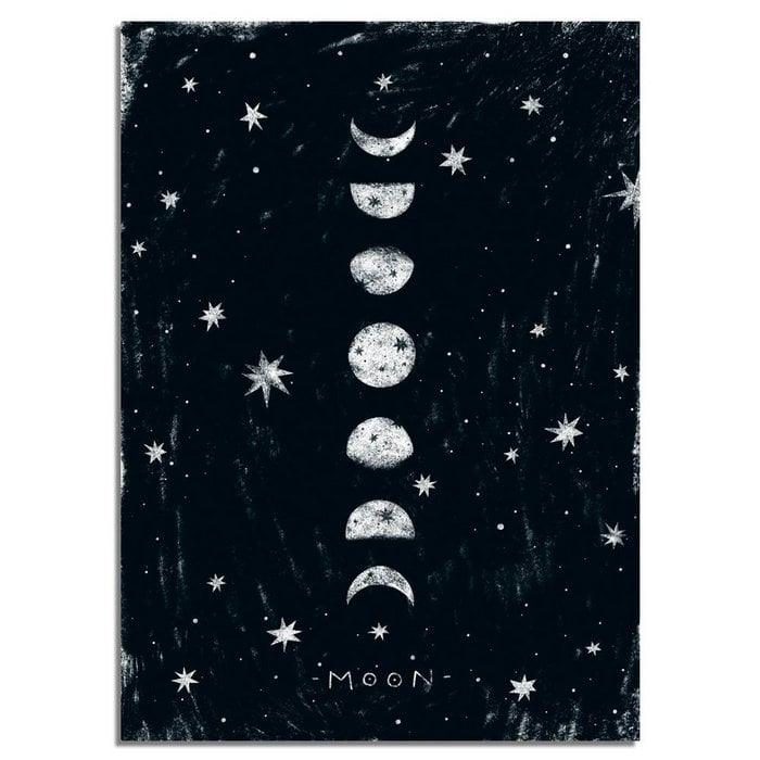 Kinderkamer poster Maan - Planeten serie - Zwart wit