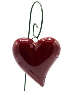 Hart keramiek plantenprikker rood 6cm