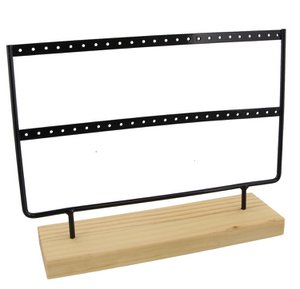 Z-D2.2 PK424-003 Wood with Metal Display for Earrings 27x22x7cm Black