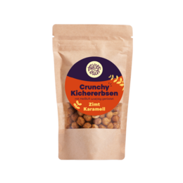 Crunchy roasted chickpeas in a cinnamon caramel flavor. Contains 200g of protein and is bio, vegan, and gluten-free.