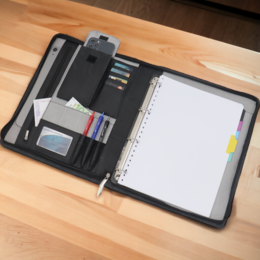 Læder skriveetui A4 - Konferencemappe - Dokumentmappe A4 - Tablet-sleeve & Laptop-sleeve - Aftageligt ringbind
