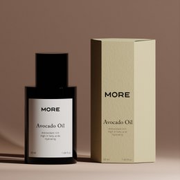 100% organic and cold-pressed avocado oil in a sleek black bottle with a minimalist design.
