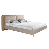 Mink leatherette bed and gray fabric 7154