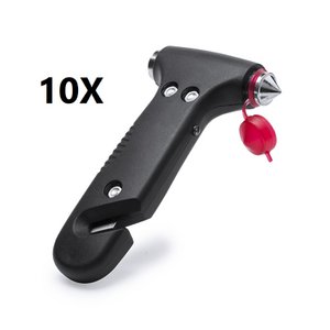 10 x Multifunctionele LED -noodhamer. Met witte LED -zaklamp, glazen breker hamer en riemsnijder mes.