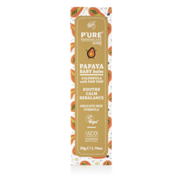  Pure papaya baby balm with natural ingredients for sensitive skin. Moisturizing and soothing formula with papaya extract.