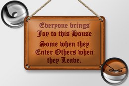 Tin sign saying 18x12cm everyone brings joy this house decoration
