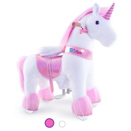 PonyCycle Official Classic Ride on Toys Model U White, Pink and Purple Unicorn-with Brake and Sound