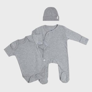 OrganicEra Organic 3-teiliges Neugeborenen-Set, Grey Melange
