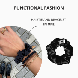 Seiden-Scrunchie Schwarz – Bellody® elegante Seide & starker Halt (1 Stück)