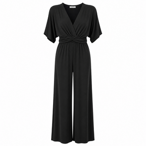 By Swan Jumpsuit - Black V-Neck Travelstof