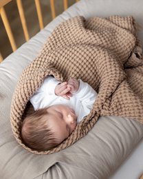 vaffel babytæppe linned/bomuld 100x120 cm brik