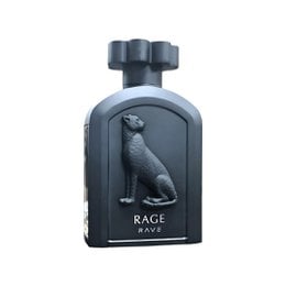 Dark blue-grey perfume bottle with panther silhouette, luxurious EDP fragrance design.