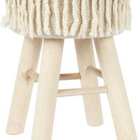 Handmade wooden stool with macramé seat - Ø 28 x 40 cm - boho / bohemian seat stool made of natural materials - decorative stool for living room, hall or bedroom - side stool - brown
