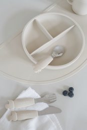 Silicone Stainless Steel Cutlery Set - Oyster Beige