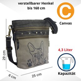 Sunsa dames schoudertas. Schoudertas in vintage stijl. Handtas van canvas. kleine crossbodytas voor dames met hondenmotief Bag Dog