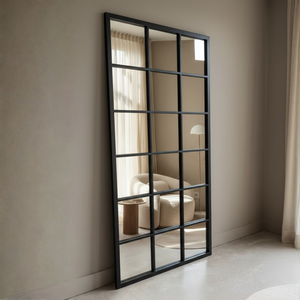 Grote Raamwerk Spiegel Elisa Zwart Staal 80x180 cm