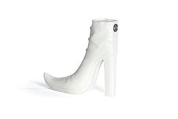 White ankle boot coat hook, 18 cm, made of PU material.