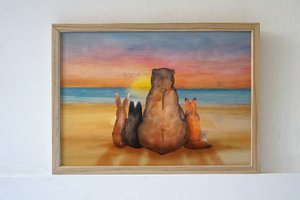 Poster zonsondergang aan strand