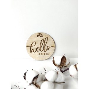 „Hallo Baby“-Neugeborenen-Schild aus Sperrholz