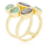 “Tatiana” labradorite and acqua calci ring