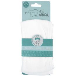  White headband with mint green accents and a natural feel.