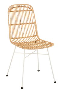 J-Line Stuhl Ema Rattan – Metall – Natur/Weiß