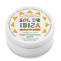  High protection SPF30 sunscreen for babies and kids, with organic mineral ingredients and a fragrance-free formula.