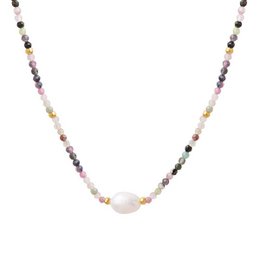 Tee - toermalijn kristal ketting met parel